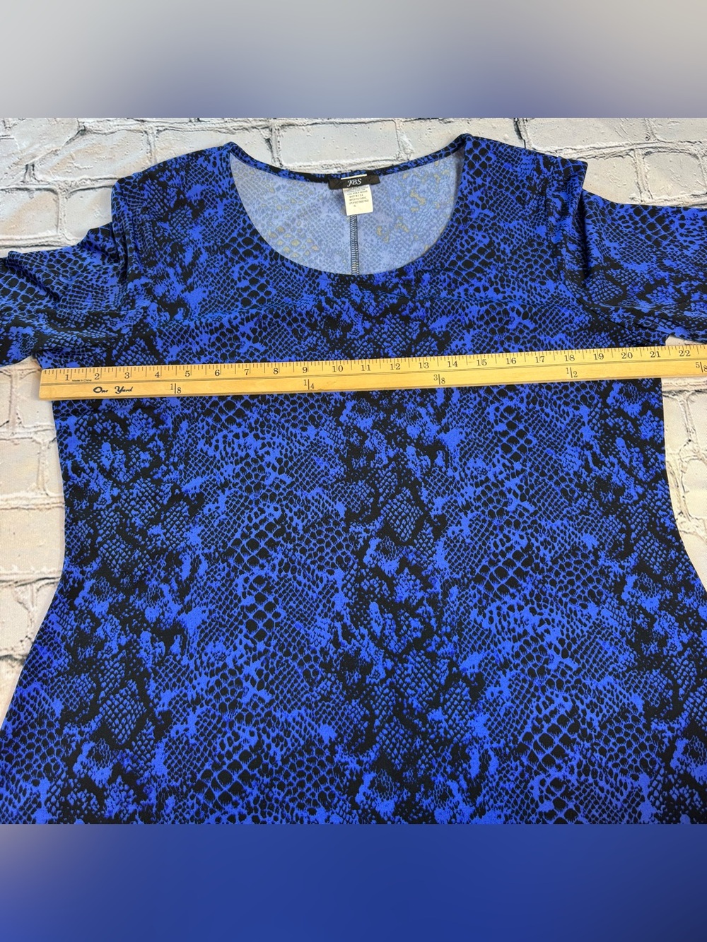 Vtg 90s Y2K J.B.S. Blue Snake Print Shift Dress Long Sheer Bell Sleeves Size XL - Picture 7 of 9